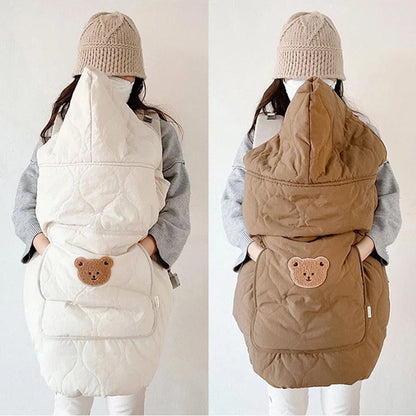 Hooded Baby Bear Stroller Blanket – Cozy Windproof Swaddle Cape