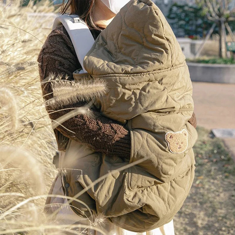 Hooded Baby Bear Stroller Blanket – Cozy Windproof Swaddle Cape