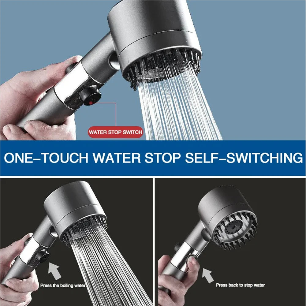 Eco-Skin Spa Shower Head – High Pressure 3-Mode Rainfall with One-Key Stop