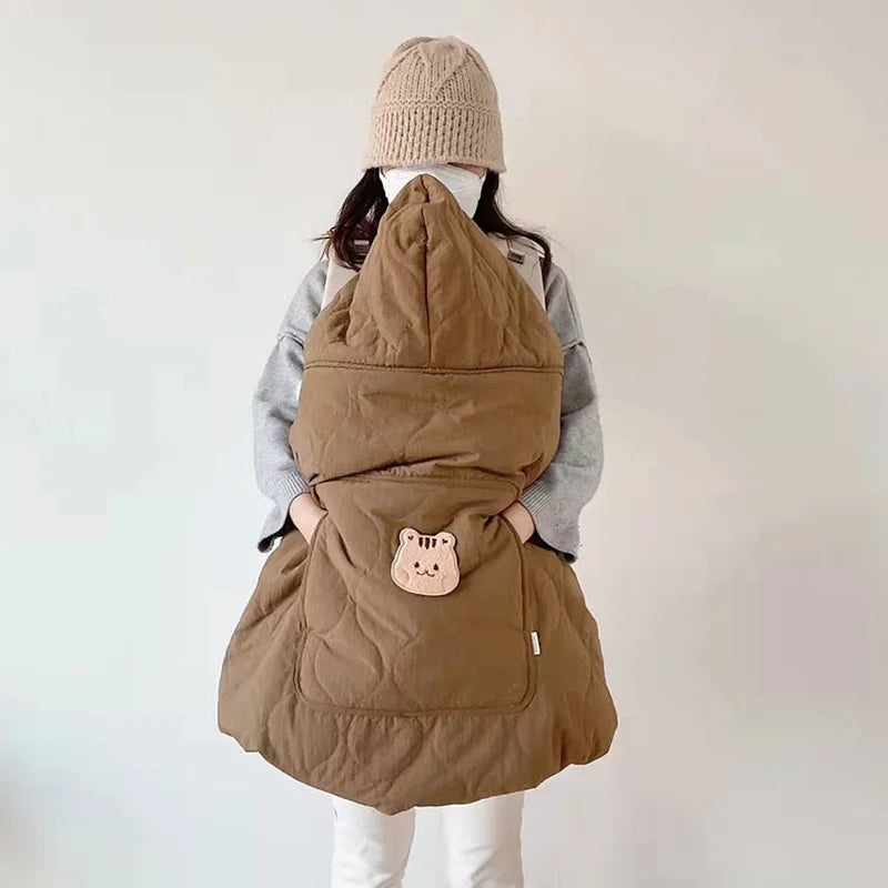 Hooded Baby Bear Stroller Blanket – Cozy Windproof Swaddle Cape