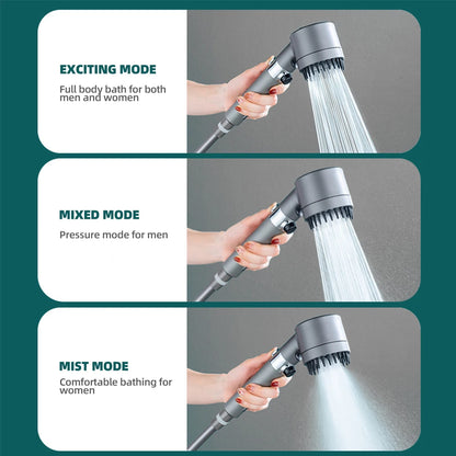 Eco-Skin Spa Shower Head – High Pressure 3-Mode Rainfall with One-Key Stop