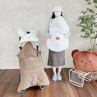 Hooded Baby Bear Stroller Blanket – Cozy Windproof Swaddle Cape